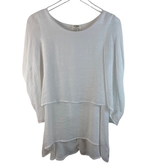 Off White Cuffed Layered Tunic Top by Umgee Size Small - Picture 3 of 10